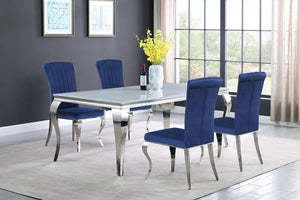 CoasterEssence Betty Upholstered Side Chairs Ink Blue And Chrome (Set Of 4)