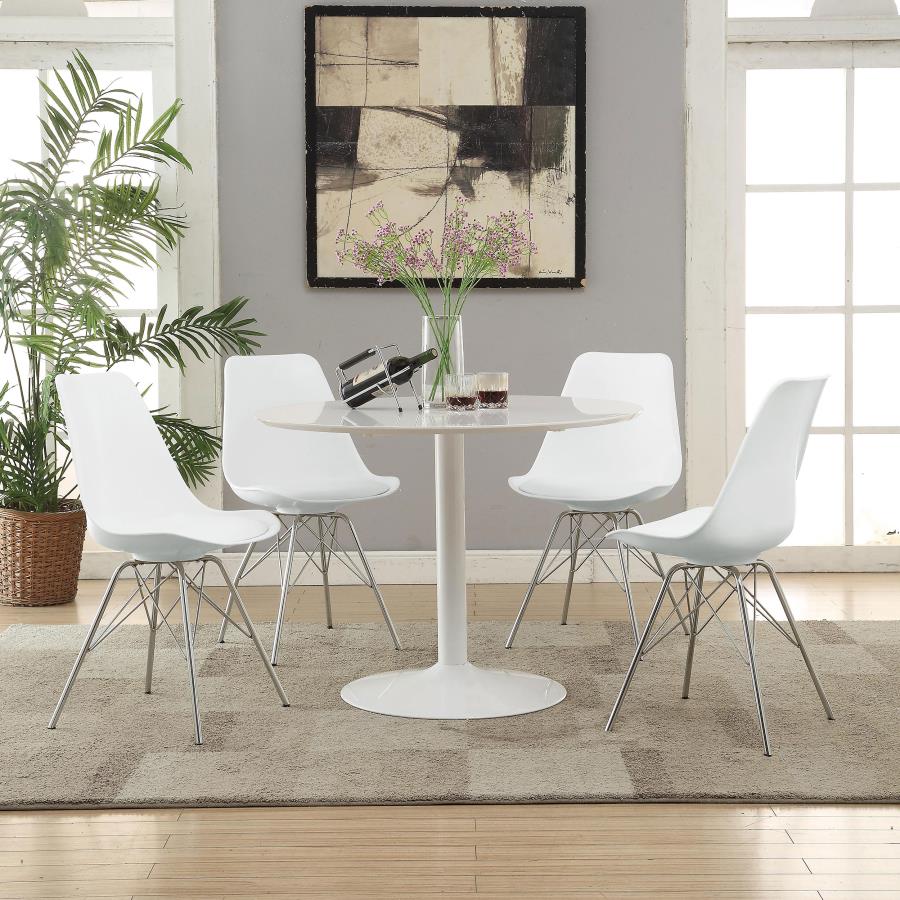 CoasterEveryday Lowry Round Dining Table White