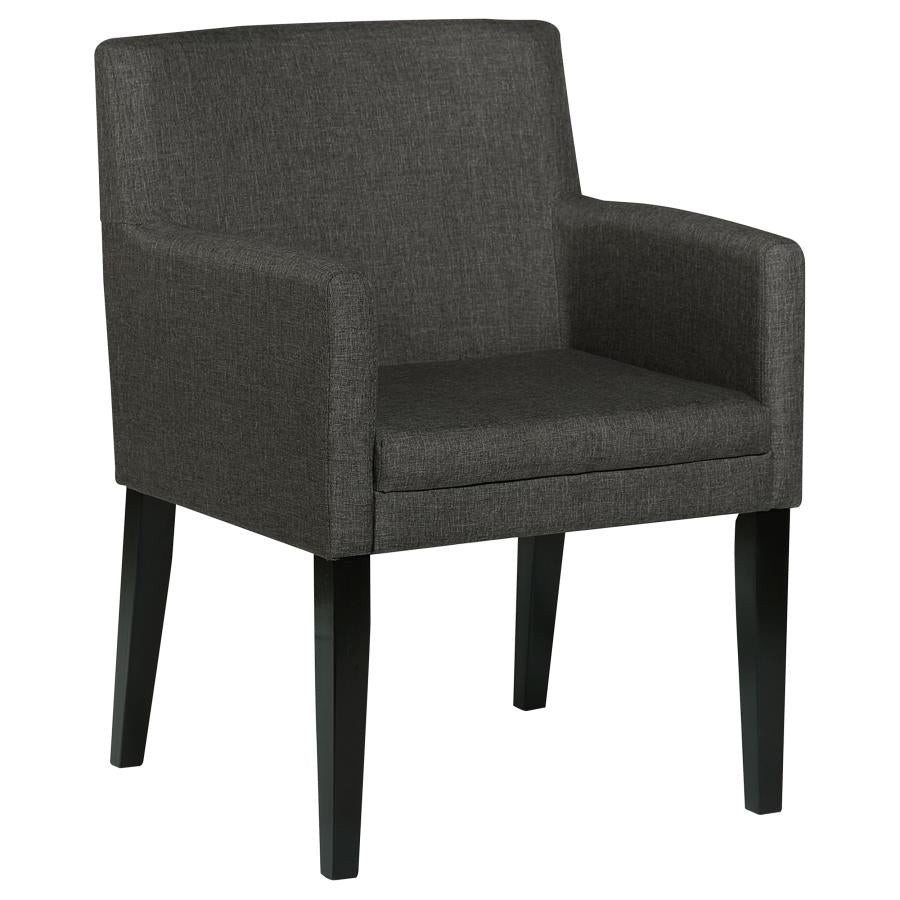 Catherine Upholstered Dining Arm Chair Charcoal Grey And Black (Set Of 2)