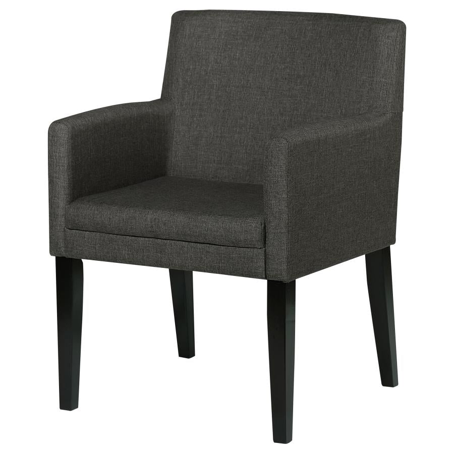 Catherine Upholstered Dining Arm Chair Charcoal Grey And Black (Set Of 2)