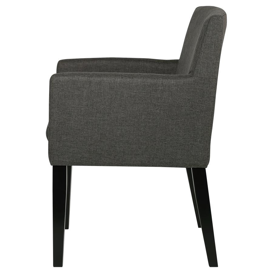 Catherine Upholstered Dining Arm Chair Charcoal Grey And Black (Set Of 2)