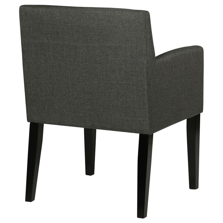 Catherine Upholstered Dining Arm Chair Charcoal Grey And Black (Set Of 2)