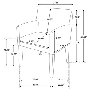 Catherine Upholstered Dining Arm Chair Charcoal Grey And Black (Set Of 2)