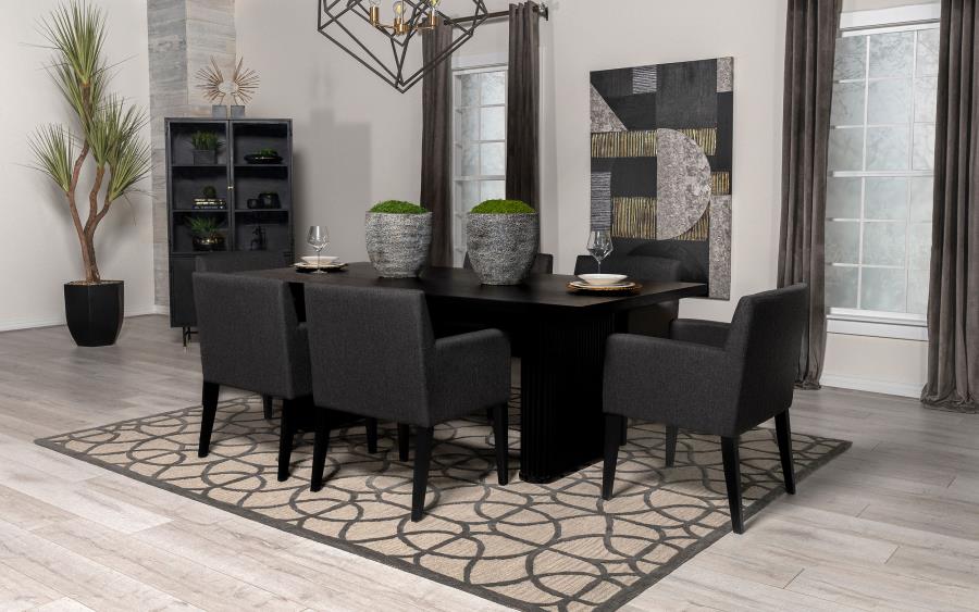 Catherine Upholstered Dining Arm Chair Charcoal Grey And Black (Set Of 2)