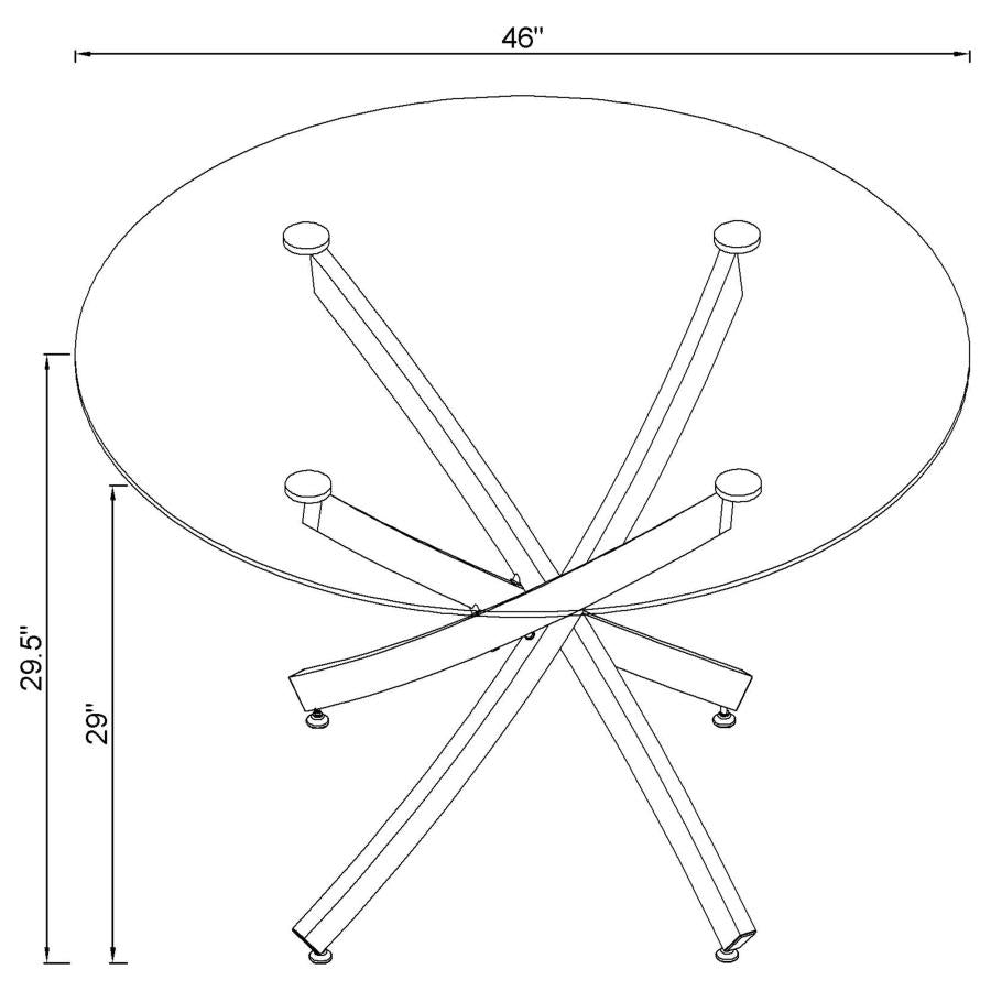 CoasterEveryday Beckham Round Dining Table Chrome And Clear