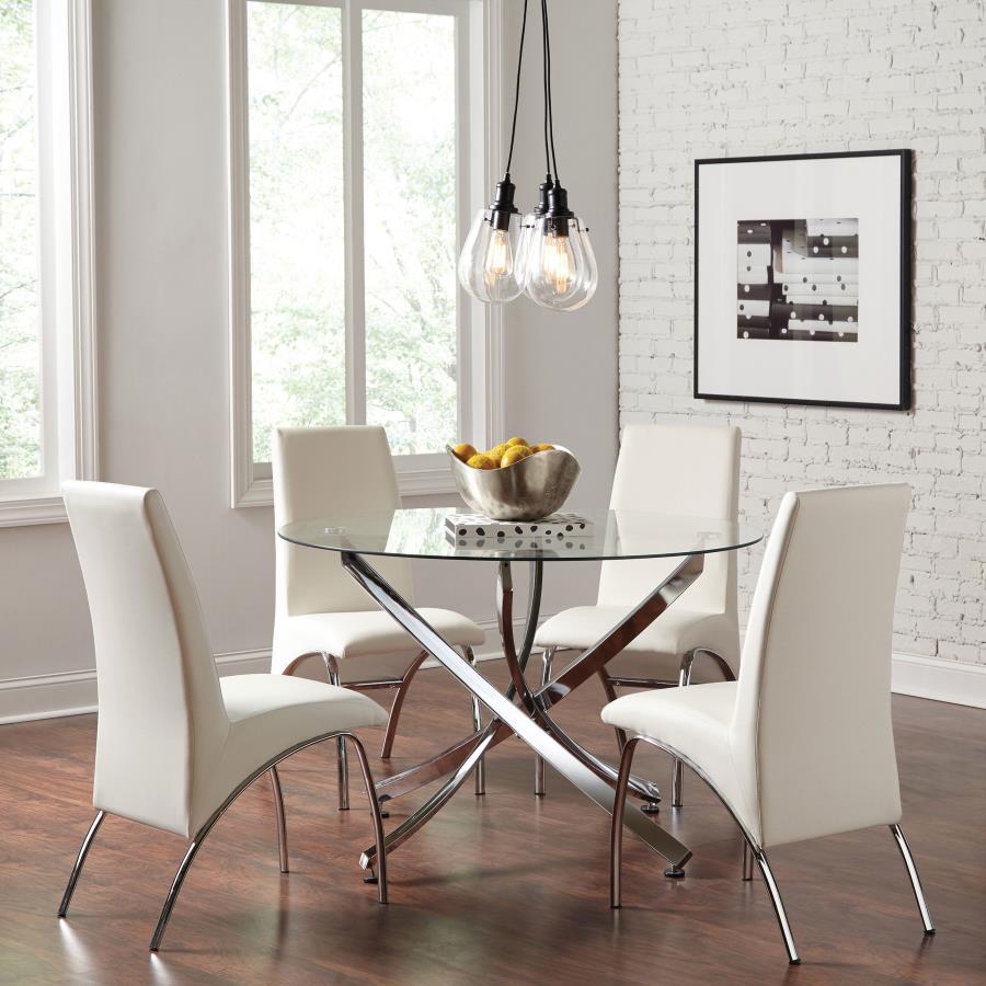 CoasterEveryday Beckham Round Dining Table Chrome And Clear