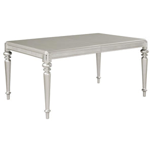 CoasterEssence Bling Game Rectangular Dining Table With Leaf Metallic Platinum