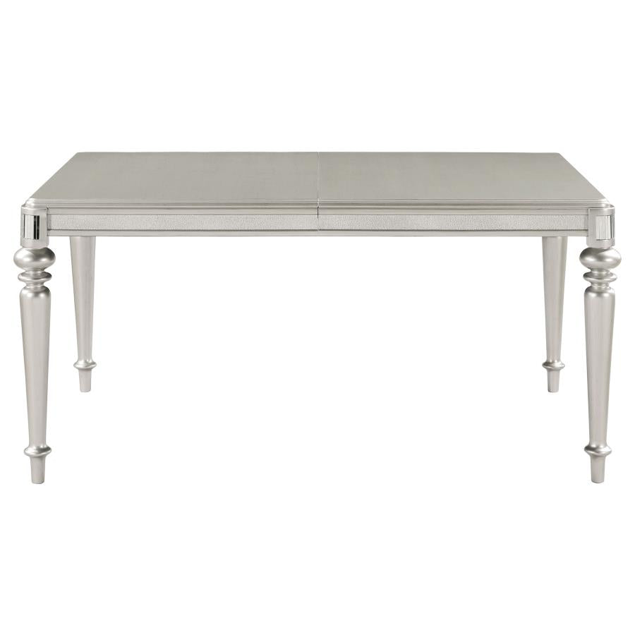 CoasterEssence Bling Game Rectangular Dining Table With Leaf Metallic Platinum