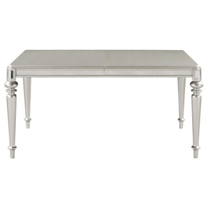 CoasterEssence Bling Game Rectangular Dining Table With Leaf Metallic Platinum