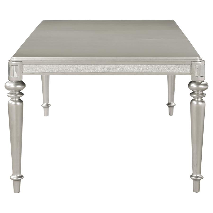 CoasterEssence Bling Game Rectangular Dining Table With Leaf Metallic Platinum