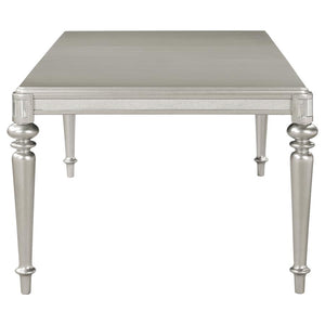 CoasterEssence Bling Game Rectangular Dining Table With Leaf Metallic Platinum