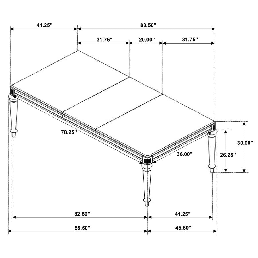 CoasterEssence Bling Game Rectangular Dining Table With Leaf Metallic Platinum