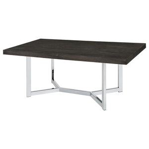 Benson Rectangular Trestle Base Dining Table Dark Oak And Chrome