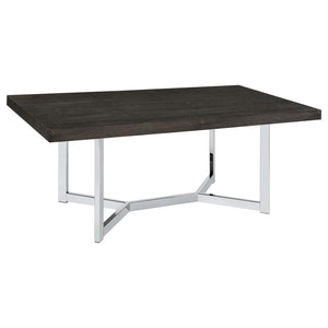 Benson Rectangular Trestle Base Dining Table Dark Oak And Chrome