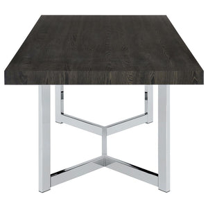 Benson Rectangular Trestle Base Dining Table Dark Oak And Chrome