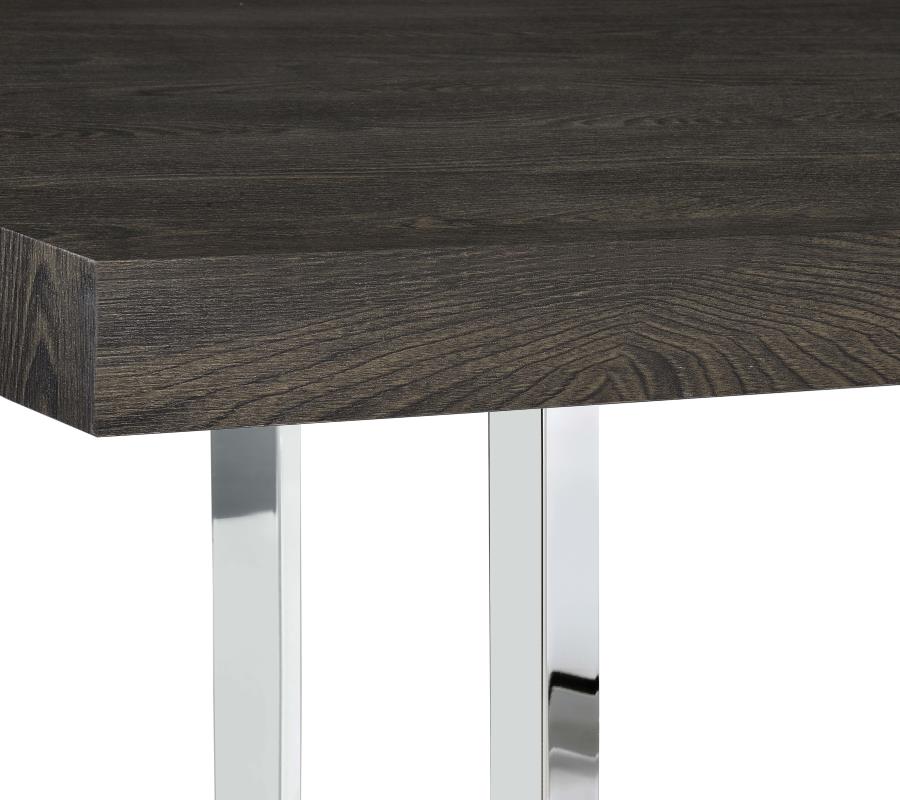 Benson Rectangular Trestle Base Dining Table Dark Oak And Chrome