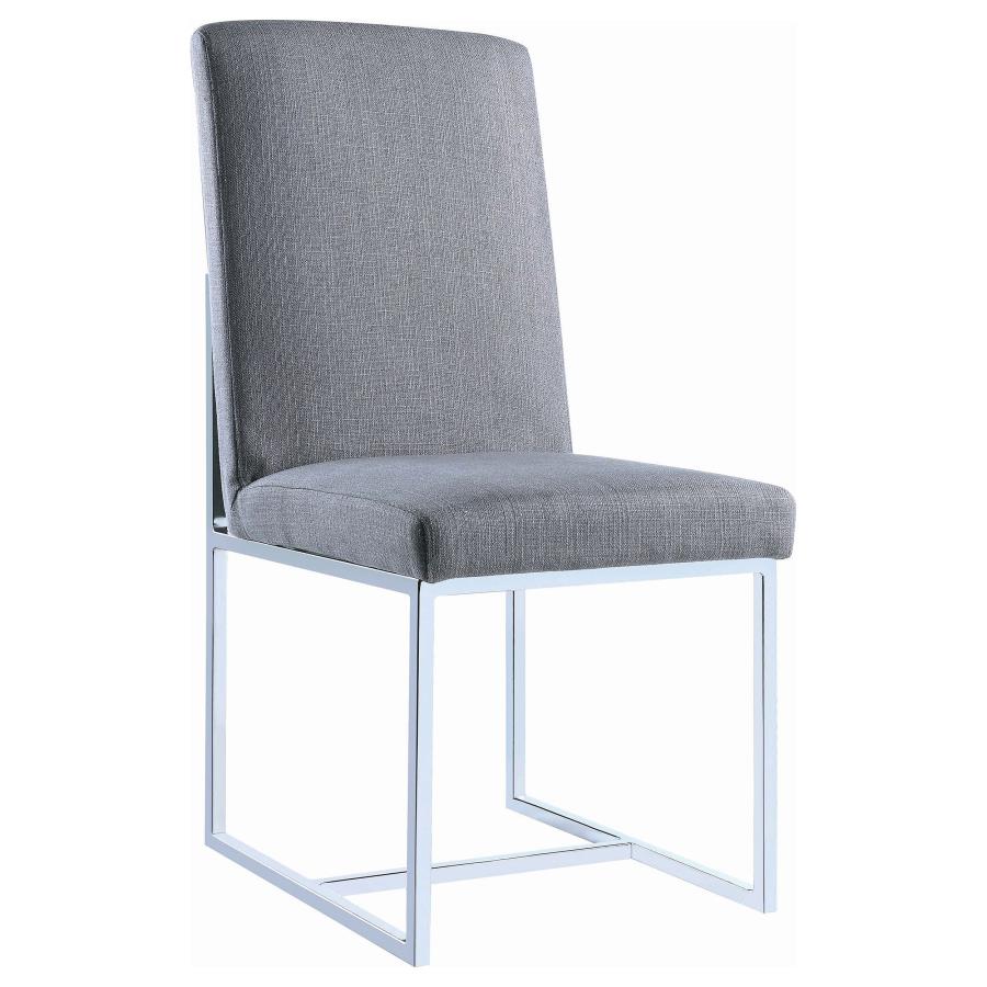 CoasterElevations Mackinnon Upholstered Side Chairs Grey And Chrome (Set Of 2)