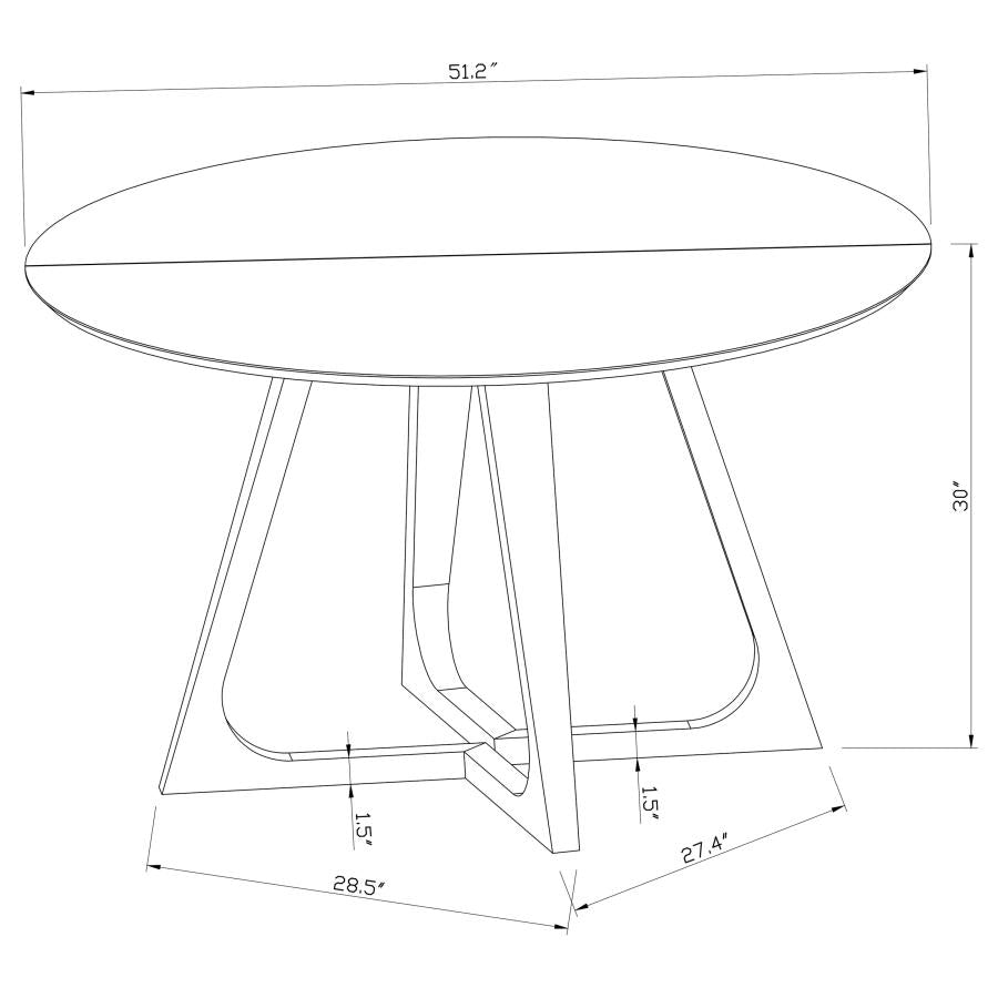 CoasterElevations Gwynn Round Dining Table With Marble Top And Stainless Steel Base White And Gold