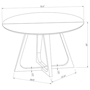 CoasterElevations Gwynn Round Dining Table With Marble Top And Stainless Steel Base White And Gold