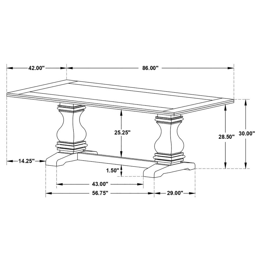 CoasterEssence Parkins Double Pedestals Dining Table Rustic Espresso