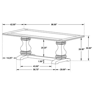 CoasterEssence Parkins Double Pedestals Dining Table Rustic Espresso