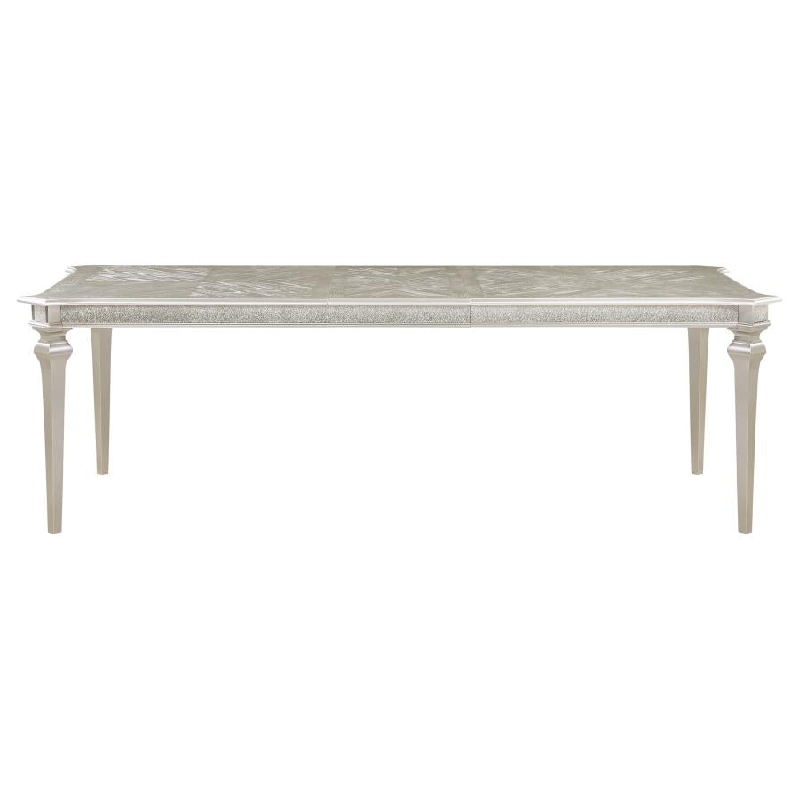 Evangeline Rectangular Dining Table With Extension Leaf Silver Oak