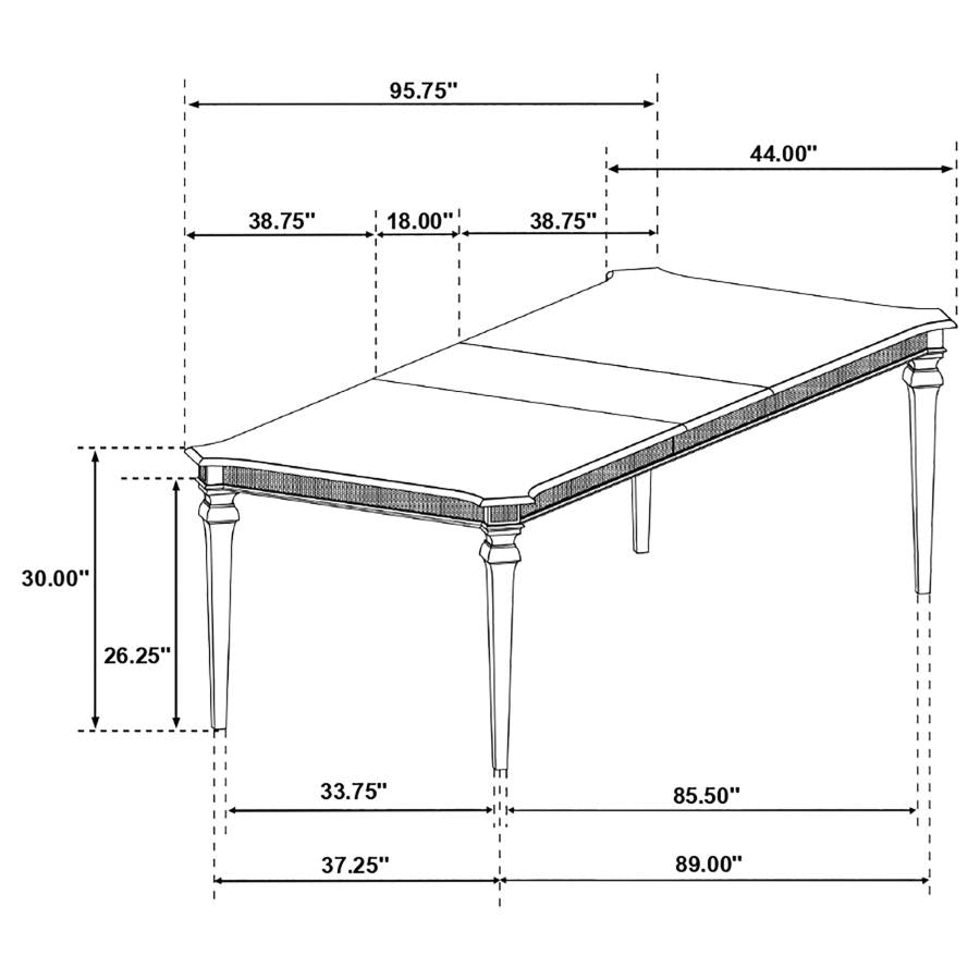 Evangeline Rectangular Dining Table With Extension Leaf Silver Oak