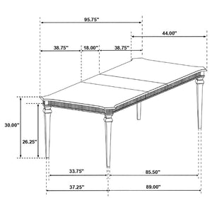 Evangeline Rectangular Dining Table With Extension Leaf Silver Oak