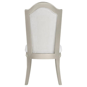 Evangeline Upholstered Dining Side Chair With Faux Diamond Trim Ivory And Silver Oak (Set Of 2)