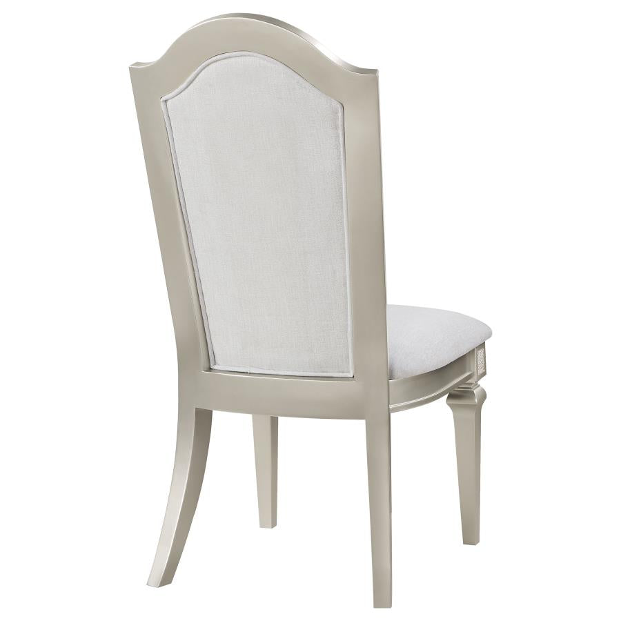 Evangeline Upholstered Dining Side Chair With Faux Diamond Trim Ivory And Silver Oak (Set Of 2)