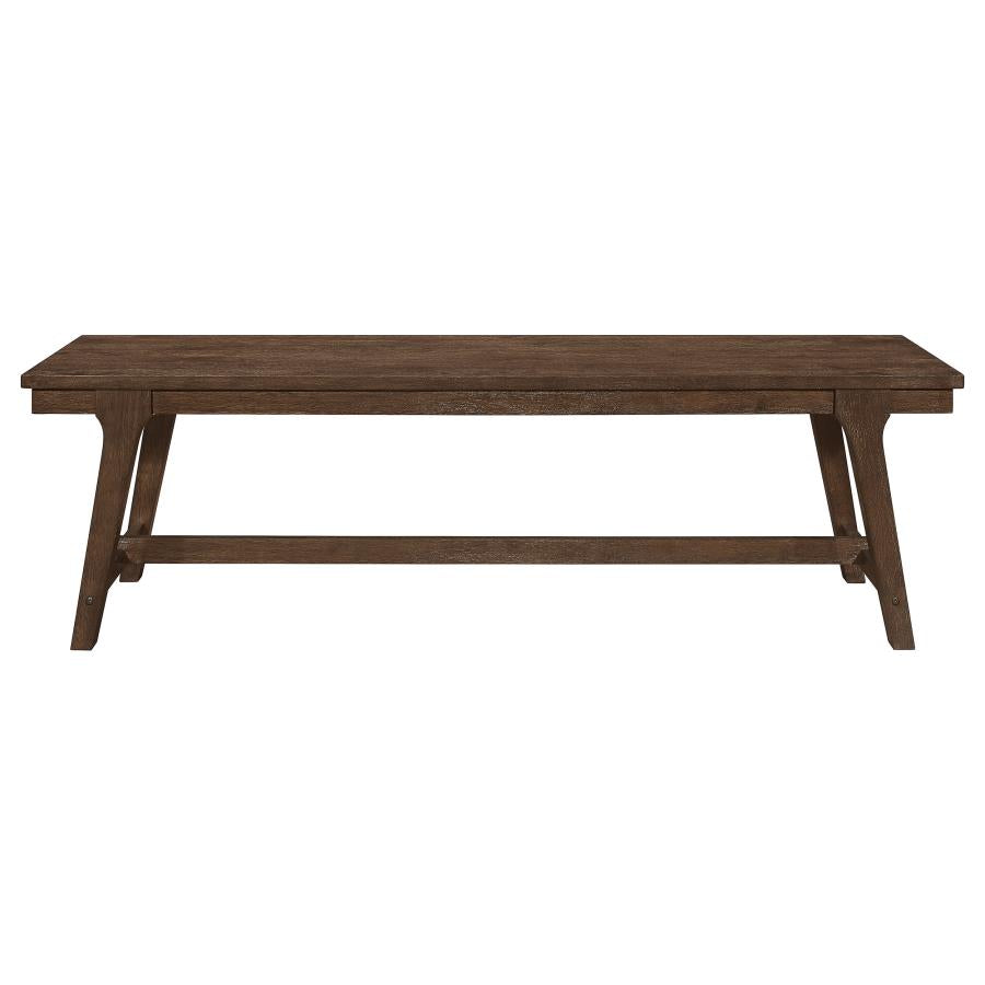 Reynolds Rectangular Trestle Base Dining Bench Brown Oak