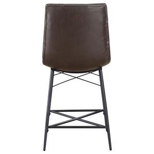 CoasterEssence Aiken Upholstered Tufted Counter Height Stools Brown (Set Of 2)