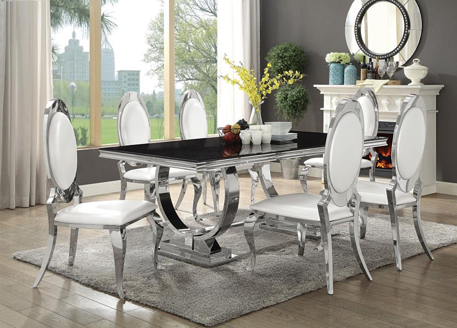 CoasterElevations Antoine Rectangular Dining Table Chrome And Black