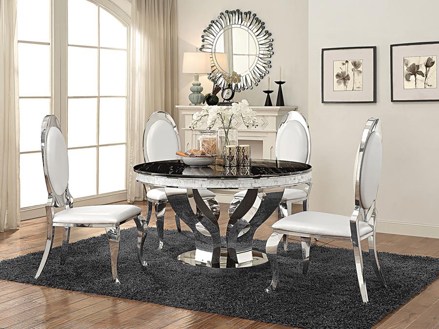 CoasterElevations Anchorage Round Dining Table Chrome And Black