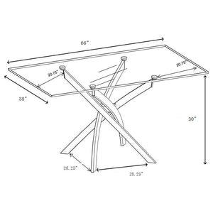 CoasterEveryday Carmelo X-Shaped Dining Table Chrome And Clear