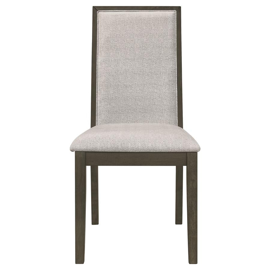 Kelly Upholstered Solid Back Dining Side Chair Beige And Dark Grey (Set Of 2)