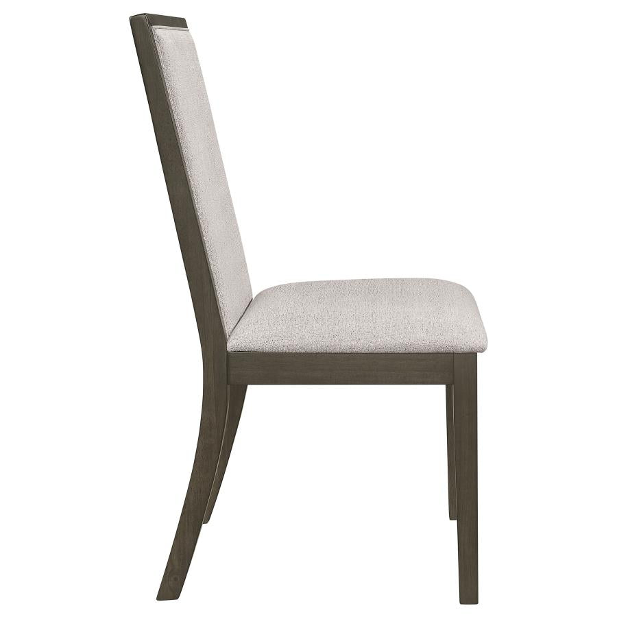 Kelly Upholstered Solid Back Dining Side Chair Beige And Dark Grey (Set Of 2)