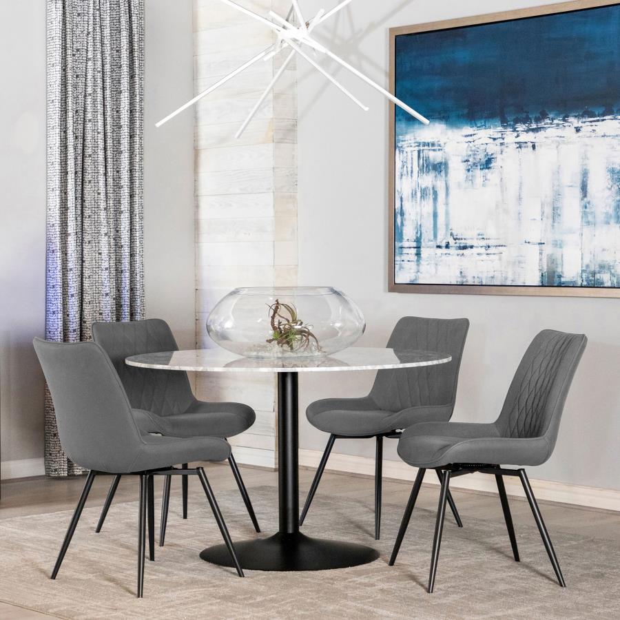 CoasterEssence Bartole Round Dining Table White And Matte Black