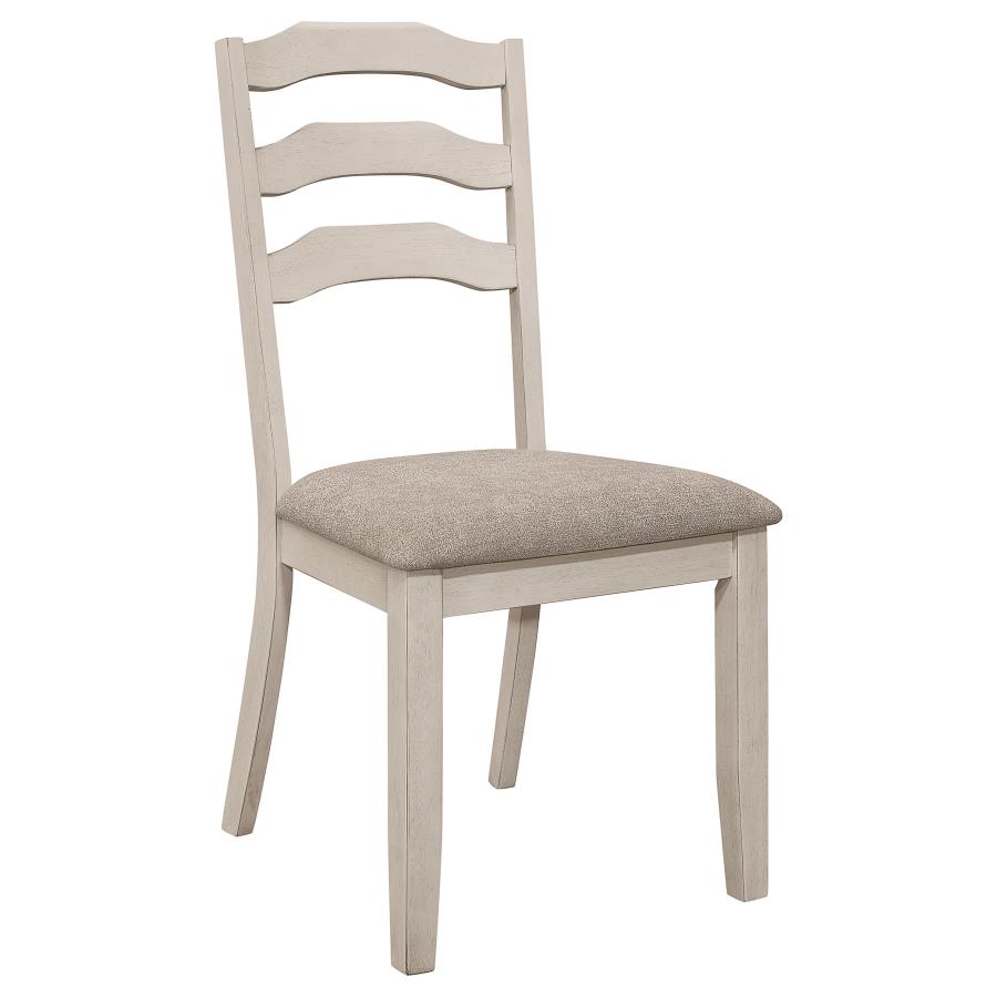 Ronnie Ladder Back Padded Seat Dining Side Chair Khaki And Rustic Cream (Set Of 2)