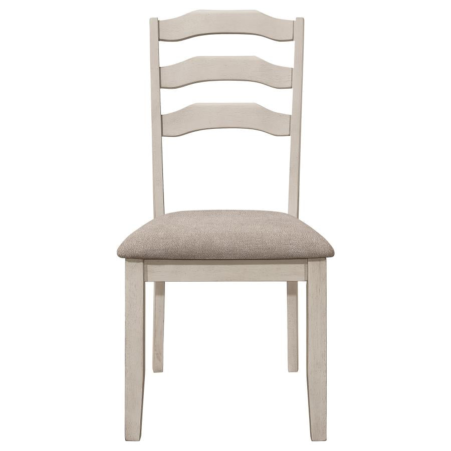 Ronnie Ladder Back Padded Seat Dining Side Chair Khaki And Rustic Cream (Set Of 2)