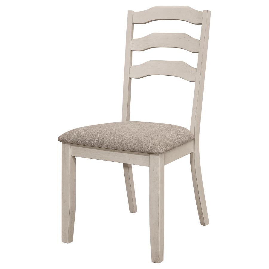 Ronnie Ladder Back Padded Seat Dining Side Chair Khaki And Rustic Cream (Set Of 2)