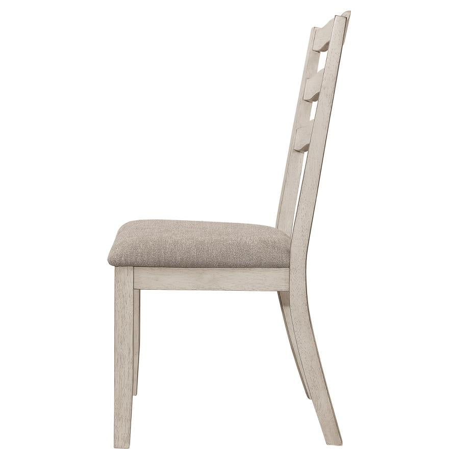 Ronnie Ladder Back Padded Seat Dining Side Chair Khaki And Rustic Cream (Set Of 2)