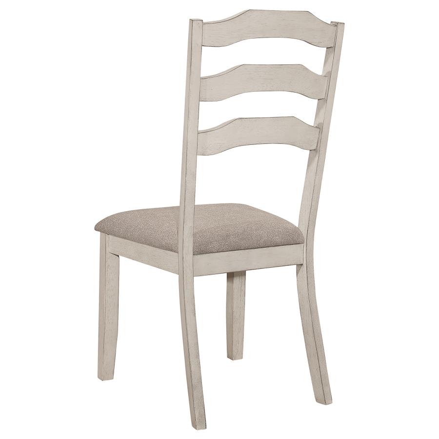 Ronnie Ladder Back Padded Seat Dining Side Chair Khaki And Rustic Cream (Set Of 2)