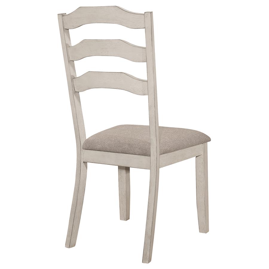 Ronnie Ladder Back Padded Seat Dining Side Chair Khaki And Rustic Cream (Set Of 2)