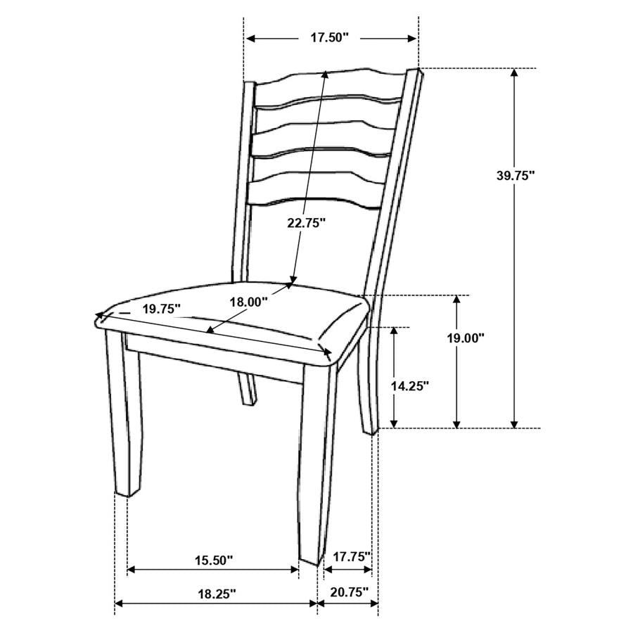 Ronnie Ladder Back Padded Seat Dining Side Chair Khaki And Rustic Cream (Set Of 2)