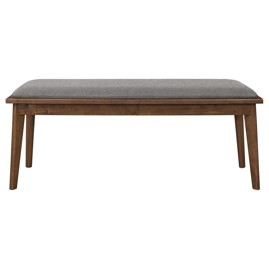 CoasterEveryday Alfredo Upholstered Dining Bench Grey And Natural Walnut