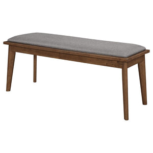 CoasterEveryday Alfredo Upholstered Dining Bench Grey And Natural Walnut