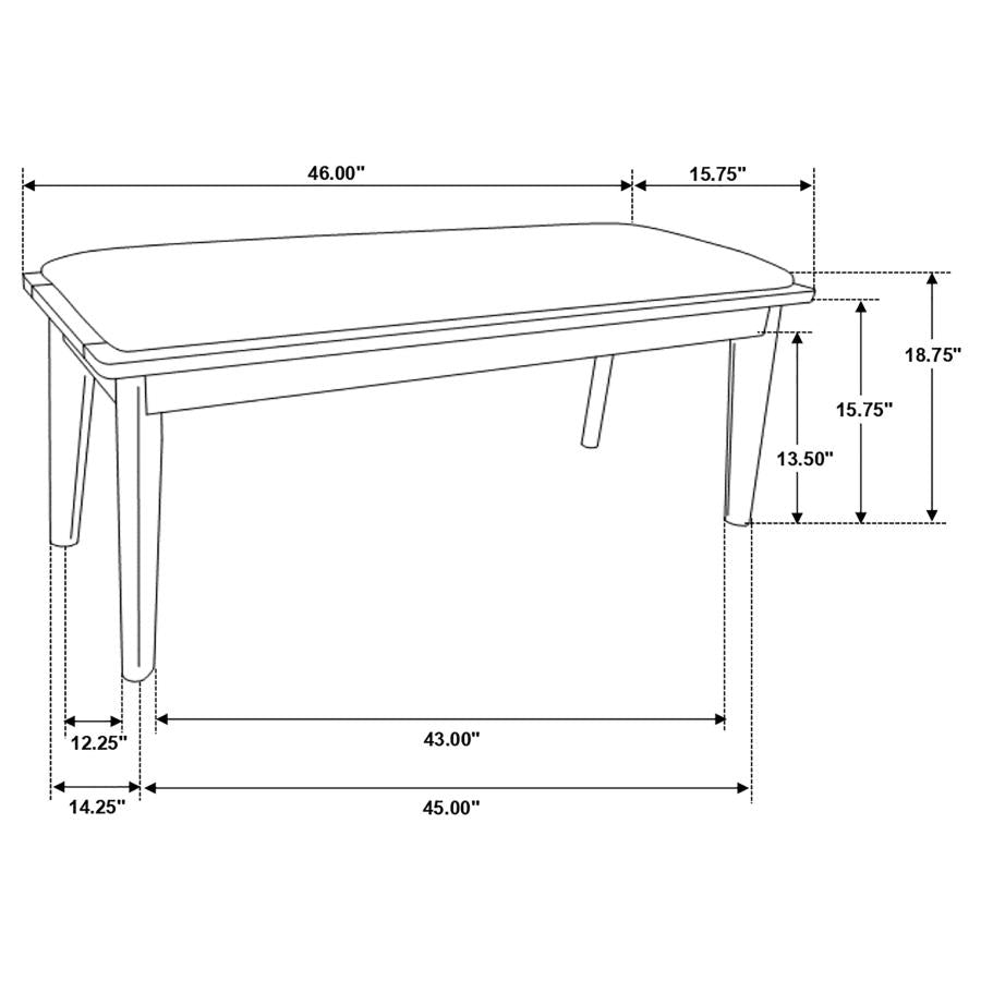 CoasterEveryday Alfredo Upholstered Dining Bench Grey And Natural Walnut