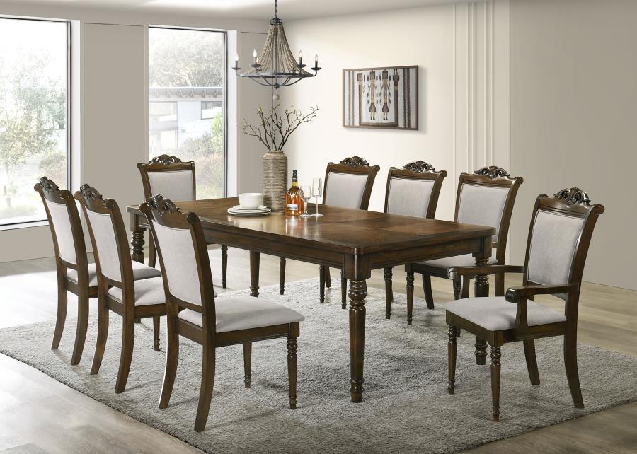 Willowbrook Upholstered Dining Side Chair Grey And Chestnut (Set Of 2)