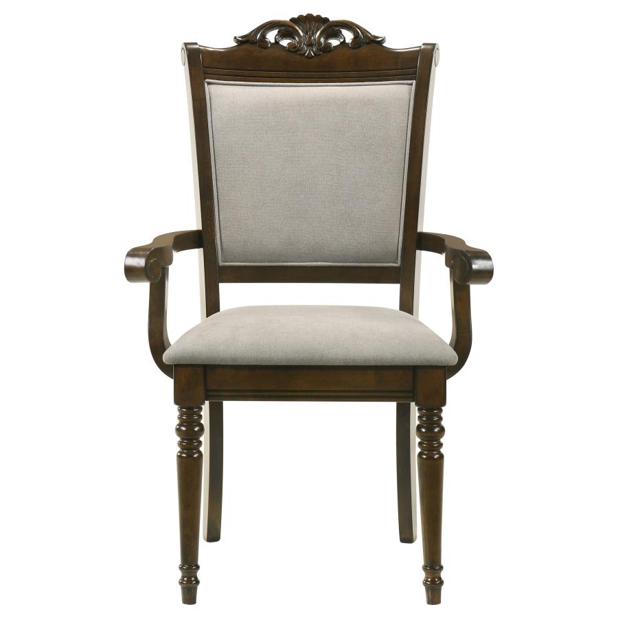 Willowbrook Upholstered Dining Armchair Grey And Chestnut (Set Of 2)